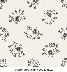 monster doodle seamless pattern background