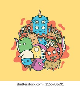 Monster doodle vector illustration.