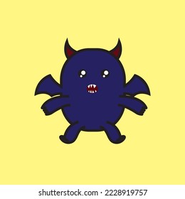 monster doodle vector illustration, blue monster doodle.