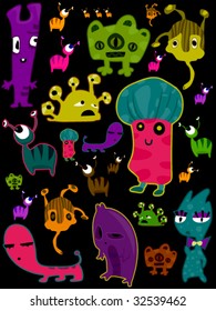 Monster Doodles - Vector