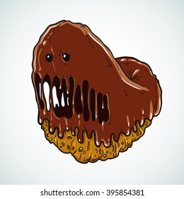 Monster doughnut threatens your slim figure. Vector illustration