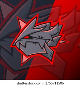 Monster Dragon Reptile Fantasy Head Logo Mascot Cartoon. Esport, Team, Game, Asset, Sticker, Print.