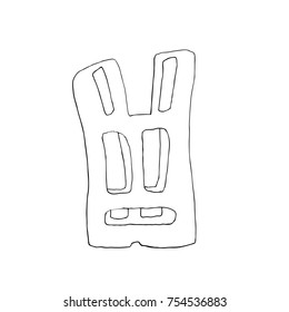 A monster drawn by a pen, a character. Vector illustration.