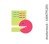 Monster eating website code design, Programming web designer technology internet media modern and development theme Vector illustration
