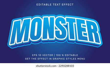 Monster editable text effect template in 3d style. Suitable for brand or business logo