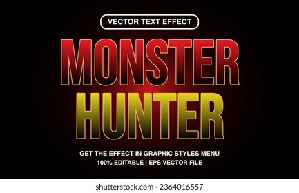 Monster editable text effect template, 3d cartoon movie text style, premium vector	