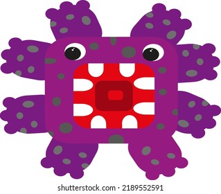 Monster with eight legs, illustration, vector on a white background.