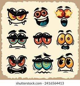 Monster emoticon expression set with unique style