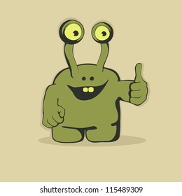 Monster emoticon with thumb up