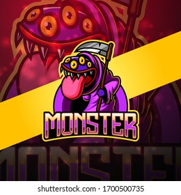Monster esport mascot logo design	
