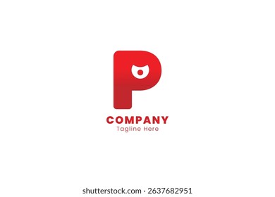 Monster eye letter p logo, vector illustration design, Wi-fi, red devil logo