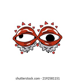 Monster Eye V28 Patch Streetwear, Urban Design Black, Red Color Patch Commercial Use