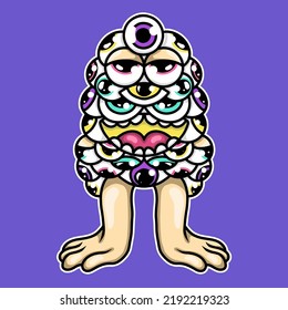 monster eyes cute colorful style illustration