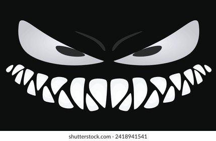 Monster eyes and teeth. vector illustration