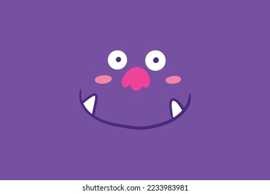 Monster face in cartoon flat design. Beast character illustration