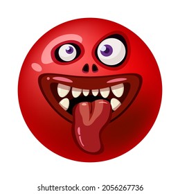 Monster face cartoon round icon head Halloween character. Illustration, sticker, emblem funny cute mask, vector