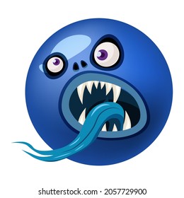 Monster face cartoon round icon head Halloween character. Illustration, sticker, emblem funny cute mask, vector