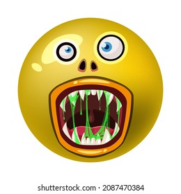 Caricatura de caricatura de Monster alrededor del ícono de la cabeza de Halloween. Ilustración, pegatina, emblema máscara linda graciosa, vector