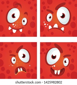 monster face cartoon squared vector illustration