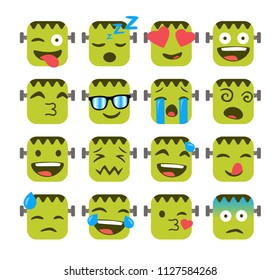 Monster face emoji set. Isolated Vector Illustration. Flat style