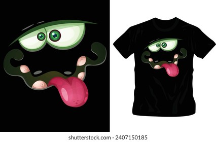 monster face emoji t-shirt design, ready to print, halloween, scary t-shirts