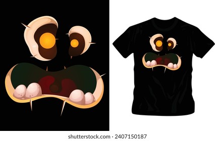 monster face emoji t-shirt design, ready to print, halloween, scary t-shirts