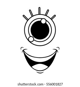 monster face emoticon icon vector illustration design