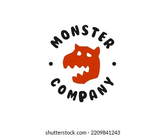 Monster face logo design vector 