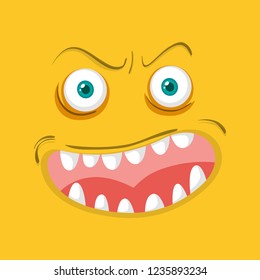 Monster face on orange background illustration