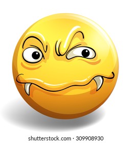 Monster face on round badge illustration