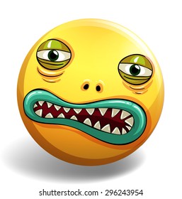 Monster face on yellow badge