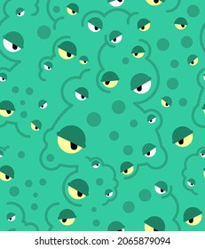 Monster face pattern seamless. Teeth and jaws of green monstrosity background
