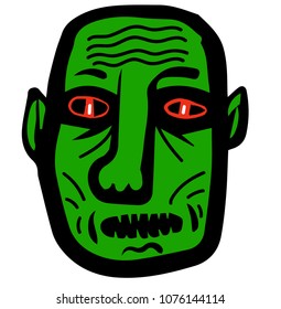 monster face with red eyes