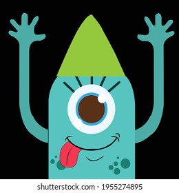Monster. Caricatura educada, personaje gracioso que da miedo. Feliz Halloween