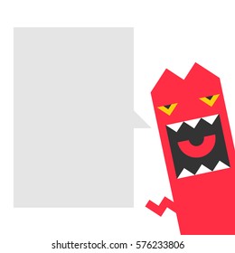 Monster face with Speech Bubble. Vector Illustration