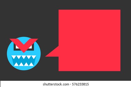 Monster face with Speech Bubble. Vector Illustration