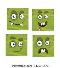 monster face in square vector illustration
