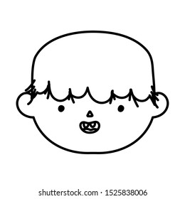 monster face teeth trick or treat happy halloween vector illustration line design