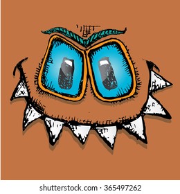 monster face vector brown