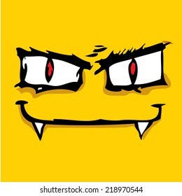 Monster Face Vector Illustration