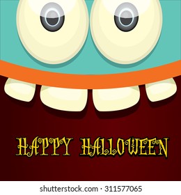 monster face vector illustration. happy halloween greeting card design template