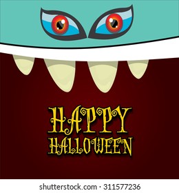 monster face vector illustration. happy halloween greeting card design template