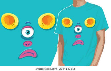 monster facial expression shirt design editable template