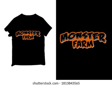 Monster farm new awesome text effect typography black color halloween typography t shirt design and social media post