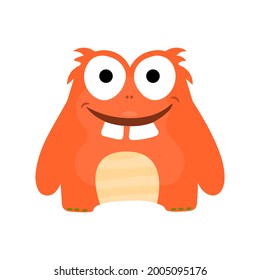 Monster fat smile, cartoon vector,alien monster illustration,isolated cartoon on white background.