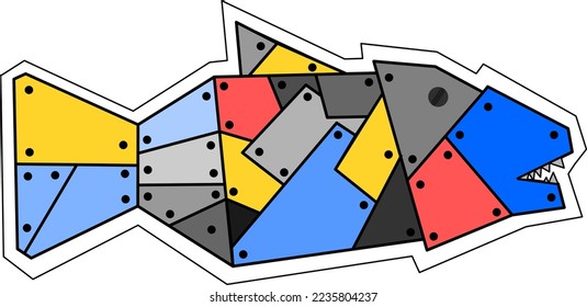 Monster fish cartoon Vector.fish illustration. fish robot illustration