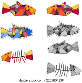 Caricatura de peces monstruo Vector.fish ilustración. ilustración de robot de pescado