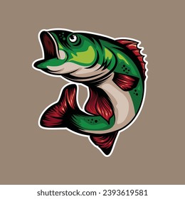 monster fish design illustration for fishing club