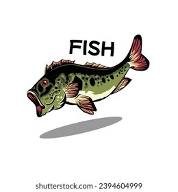 monster fish design illustration for fishing club