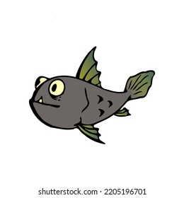 Monster Fish Hand Drawing Vector